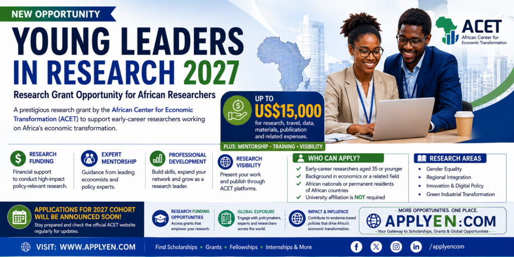 Young Leaders in Research 2027: Research Grant Opportunity for African Researchers